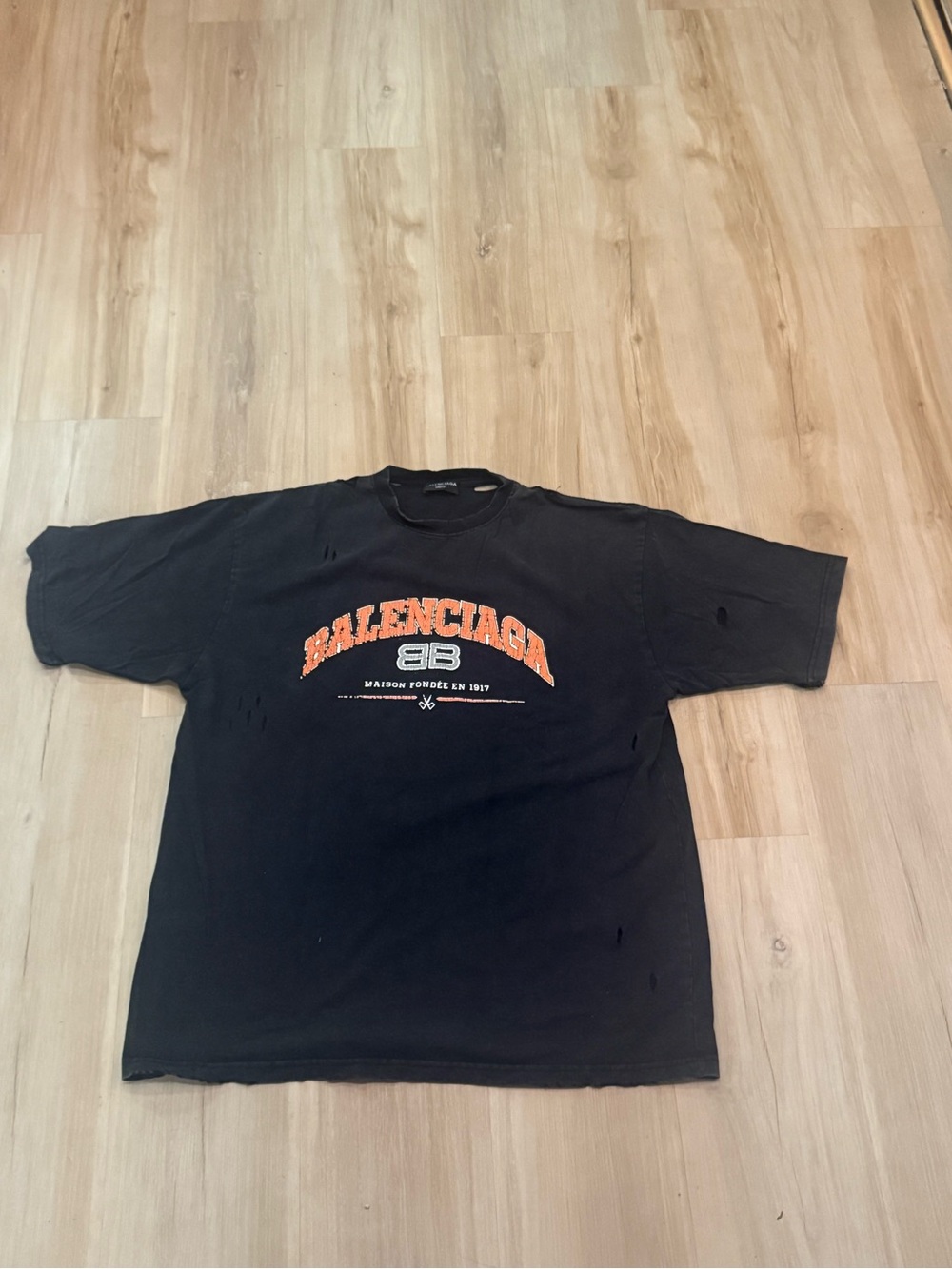 Balenciaga Black Tee with Orange Arch Logo